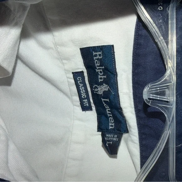 Ralph Lauren White Shirt with Navy Logo - Picture 8 of 9